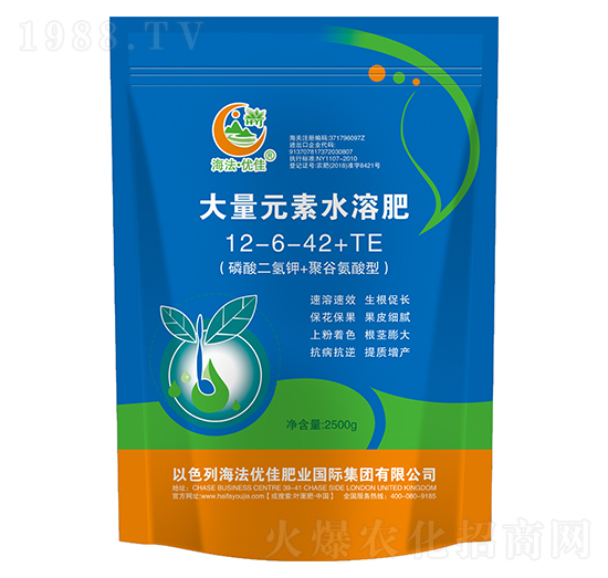 大量元素水溶肥料12-6-42+TE-海法優(yōu)佳