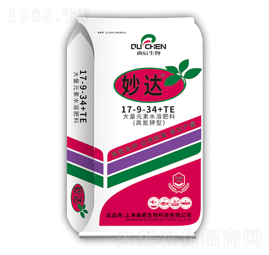 高氮鉀型大量元素水溶肥料17-9-34+TE-妙達-曲辰生物