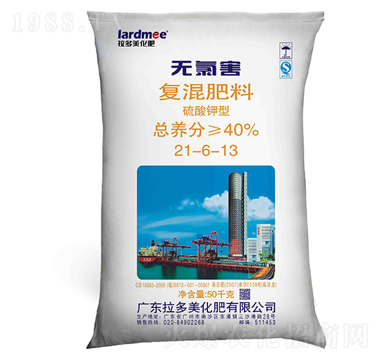 硫酸鉀型無氯害復(fù)混肥料21-6-13-拉多美