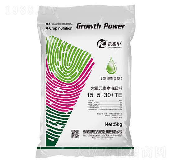 高鉀膨果型大量元素水溶肥料15-5-30+TE-凱德華