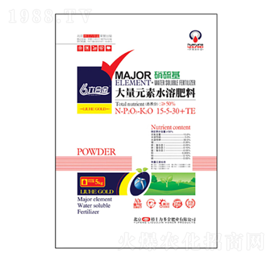 六合金硝硫基高鉀型大量元素水溶肥料15-5-30+TE-金必來(lái)-力多金