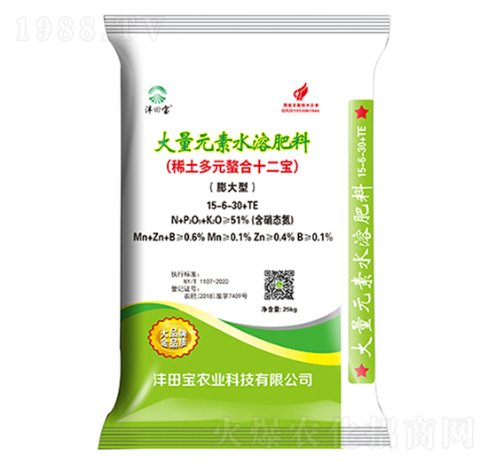 膨大型大量元素水溶肥料15-6-30+TE-豐領冠-灃田寶農業(yè)