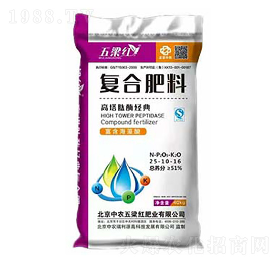 高塔肽酶經(jīng)典復(fù)合肥料25-10-16-五梁紅