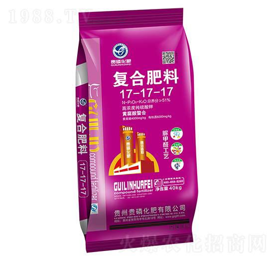 高濃度純硫酸鉀復(fù)合肥料17-17-17-貴磷化肥