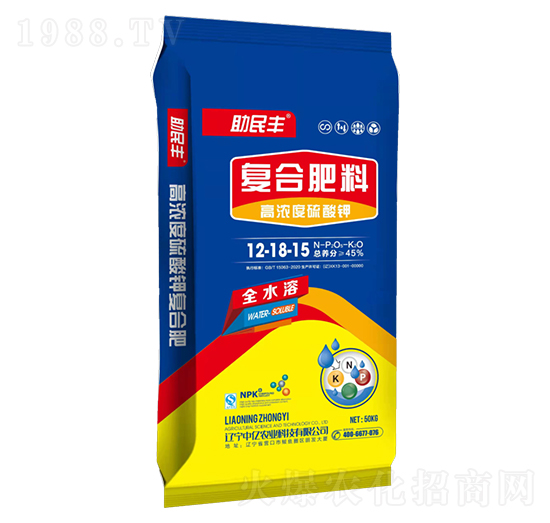 高濃度硫酸鉀復合肥料12-18-15-助民豐-中億農(nóng)業(yè)