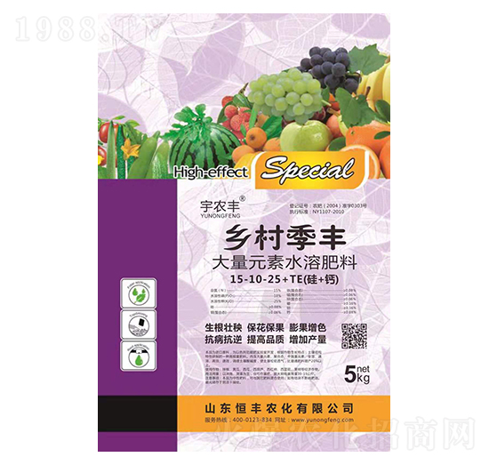鄉(xiāng)村季豐大量元素水溶肥15-10-25+TE-恒豐農(nóng)化