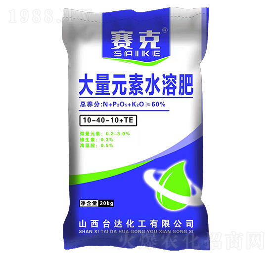 大量元素水溶肥料10-40-10+TE-賽克-臺達肥業(yè)