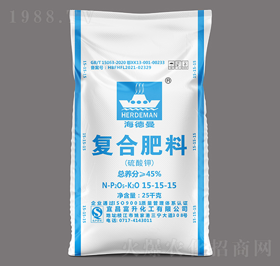 25kg硫酸鉀復(fù)合肥料15-15-15-海德曼-富升化工