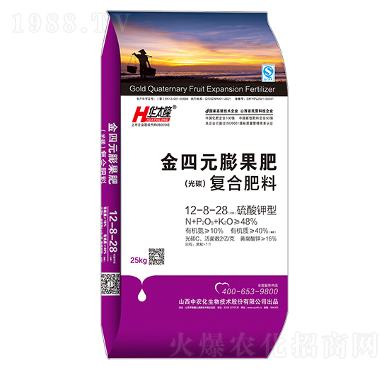 25kg硫酸鉀型復合肥料12-8-28-金四元膨果肥-中農(nóng)化