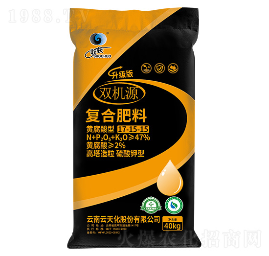 40kg高塔造粒硫酸鉀型復(fù)合肥料17-15-15-雙機(jī)源-云天化