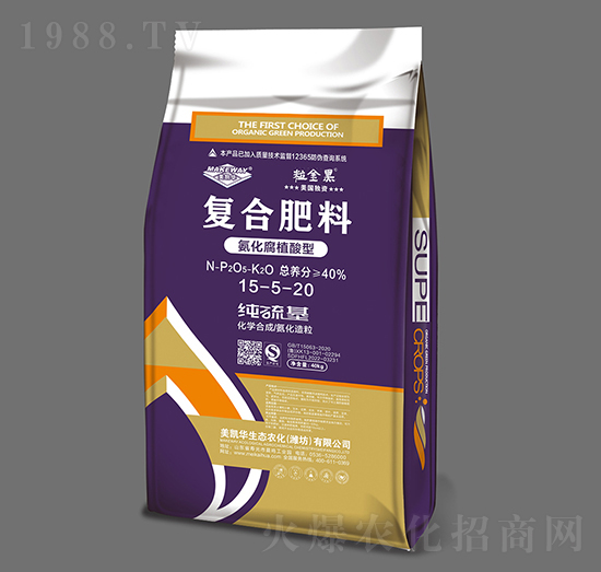 氨化腐植酸型復合肥料15-5-20-粒金黑-美凱華