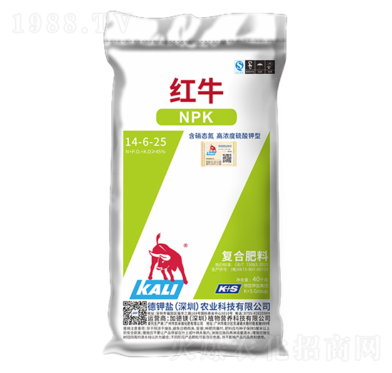含硝態(tài)氮·高濃度硫酸鉀型復合肥料14-6-25-紅牛-德鉀鹽農業(yè)