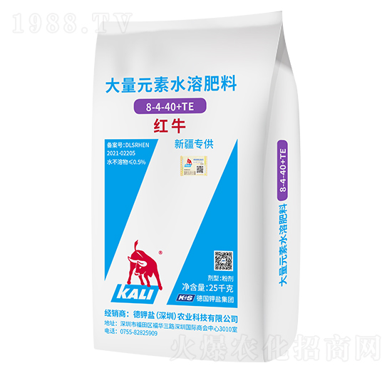 大量元素水溶肥料8-4-40+TE-紅牛-德鉀鹽農(nóng)業(yè)