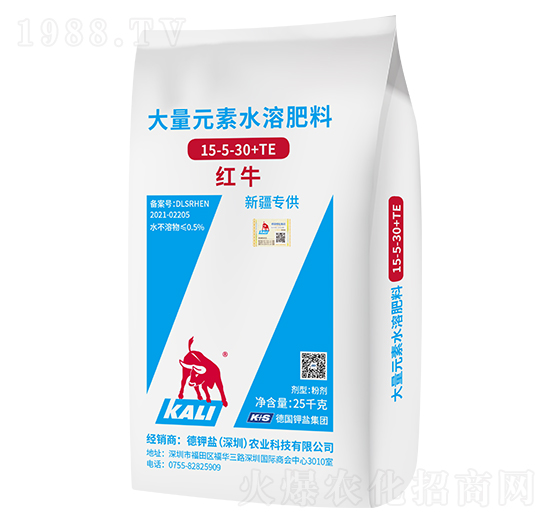 大量元素水溶肥料15-5-30+TE-紅牛-德鉀鹽農(nóng)業(yè)