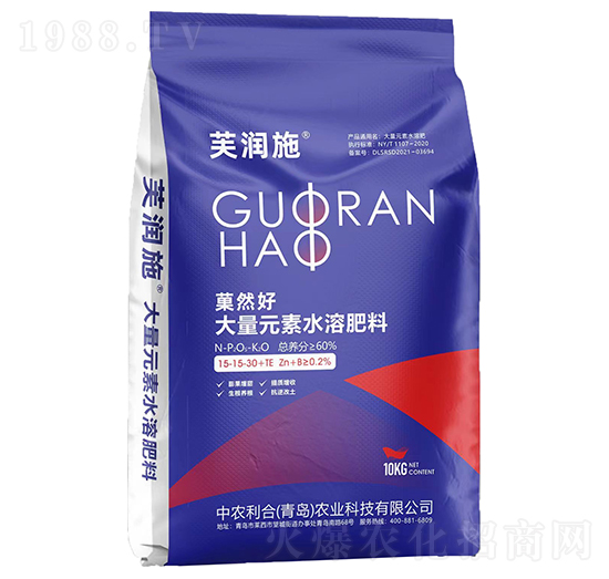 菓然好大量元素水溶肥料15-15-30+TE-芙潤(rùn)施-中農(nóng)利合