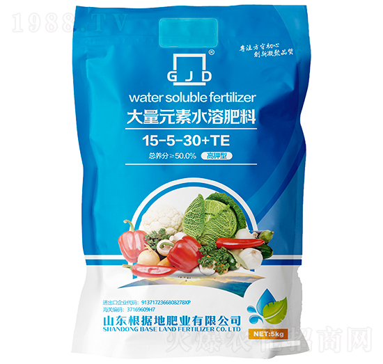 5kg高鉀型大量元素水溶肥料15-5-30+TE-根據地肥業(yè)