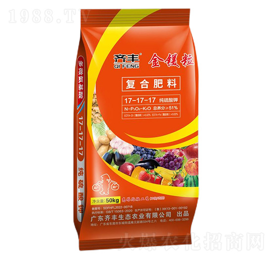 高塔熔融純硫酸鉀復(fù)合肥料17-17-17-金鎂粒-齊豐農(nóng)業(yè)