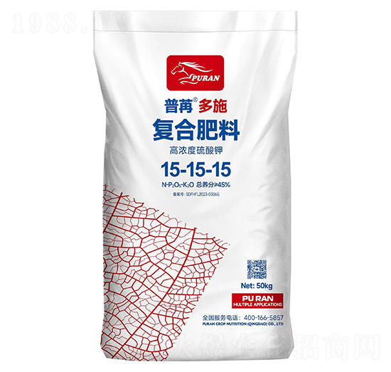 高濃度硫酸鉀復合肥料15-15-15-普苒多施