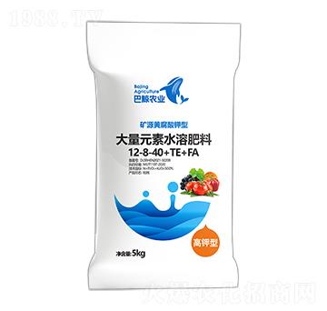 高鉀型礦源黃腐酸鉀型大量元素水溶肥料12-8-40+TE+FA 巴鯨農(nóng)業(yè)